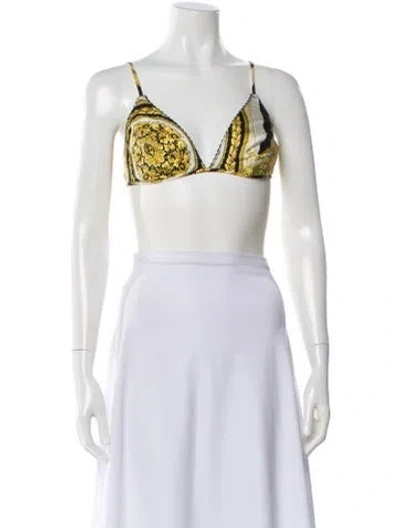 Pre-owned Versace Silk Printed Sports Bra In Multi
