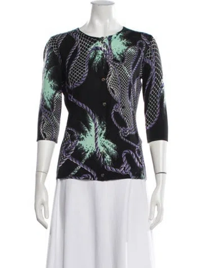 Pre-owned Versace Silk Printed Sweater In Black