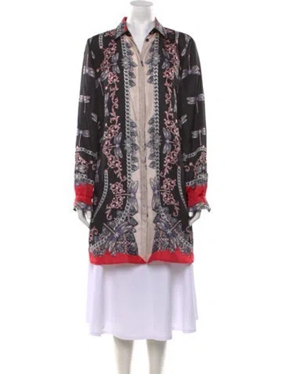 Pre-owned Versace Silk Printed Top In Black