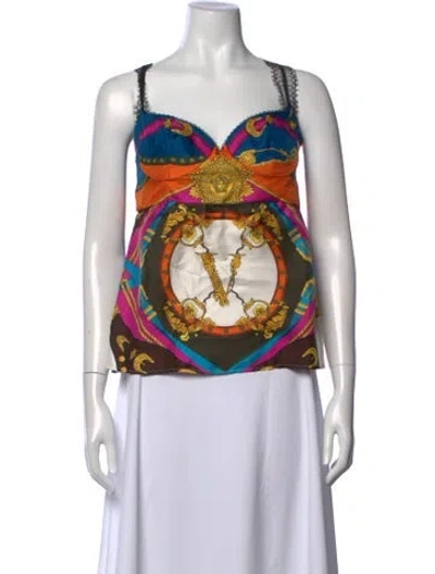 Pre-owned Versace Silk Printed Top In Purple