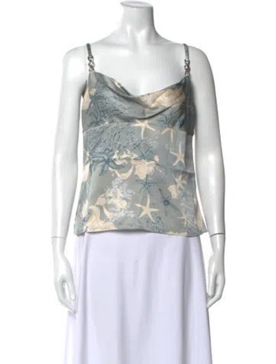 Pre-owned Versace Silk Printed Top W/ Tags In Black