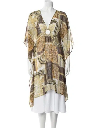Pre-owned Versace Silk Printed Top W/ Tags In Yellow