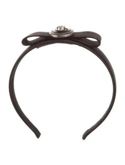 Pre-owned Versace Silk Ribbon Headband In Black