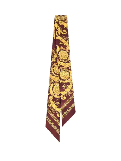 Versace Silk Scarf For Women In Bordeaux
