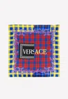 Versace Silk Scarf With Check Print In Multicolor