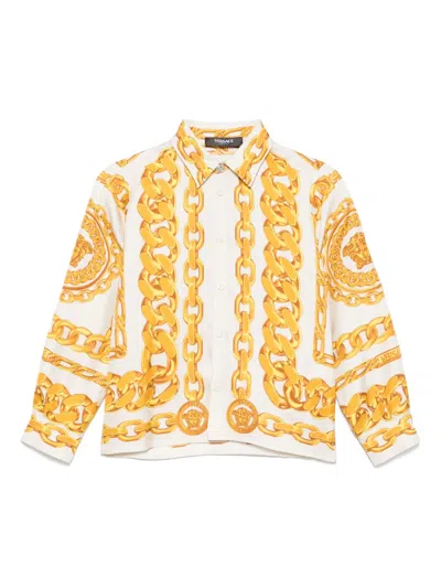 Versace Silk Shirt In Yellow