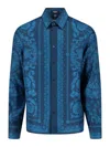 Versace Informal Shirt Silk Twill Fabric Barocco 92 Print Shirts Blue In Blue