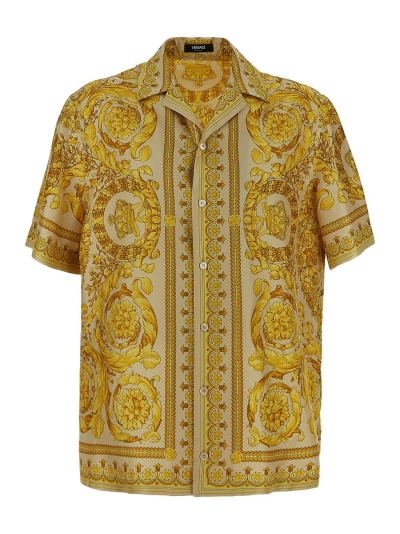 Versace Silk Shirt In Gold