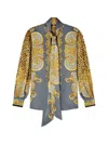 Versace Silk Shirt In Gray