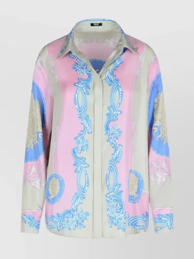 Versace Pink Silk Shirt In Neutral