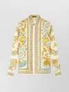Versace Underwater Barocco Print Silk Shirt In Multi