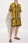 Versace Informal Shirt Silk Twill Fabric Barocco Print In Yellow