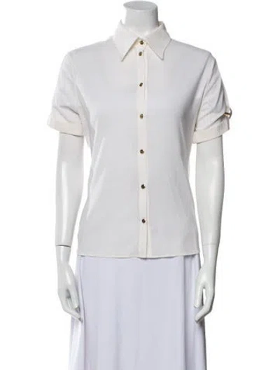Pre-owned Versace Silk Short Sleeve Polo In Neutral