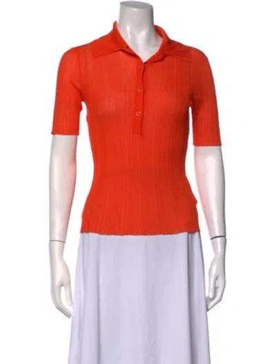 Pre-owned Versace Silk Short Sleeve Polo In Orange