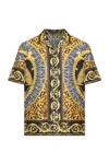 Versace Leopard Printed Short-sleeved Shirt In Multi