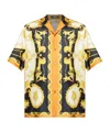 Versace Printed Silk Twill Regular Shirt In Yellow