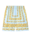 Versace Silk Shorts In Blue+gold