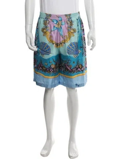 Pre-owned Versace Silk Shorts In Blue