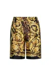 Versace Printed Silk Bermuda Shorts In Golden