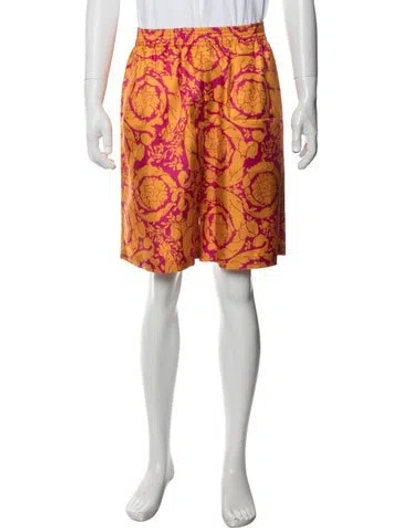 Pre-owned Versace Silk Shorts In Orange