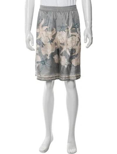 Pre-owned Versace Silk Shorts W/ Tags In Blue