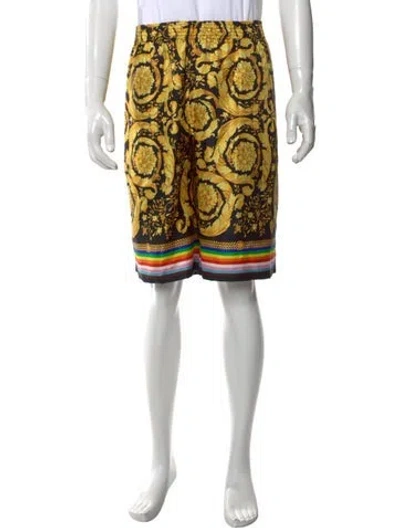 Pre-owned Versace Silk Shorts W/ Tags In Gold