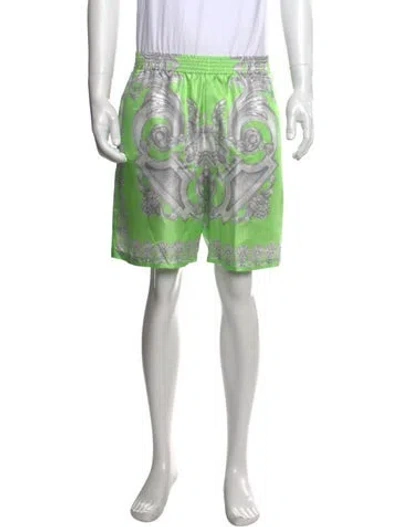 Pre-owned Versace Silk Shorts W/ Tags In Green