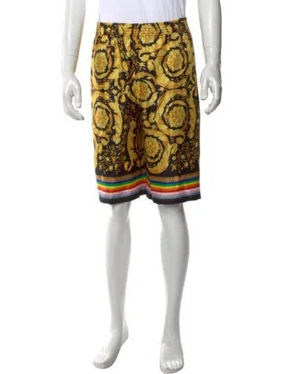 Pre-owned Versace Silk Shorts W/ Tags In Yellow