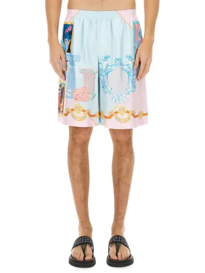 VERSACE VERSACE SILK SHORTS WITH REFINED SILHOUETTE