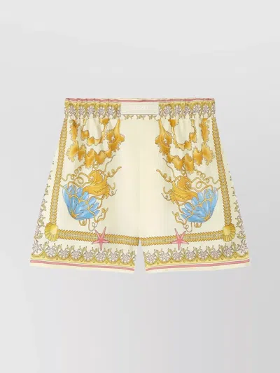 Versace Silk Shorts With Underwater Baroque Print