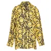 Versace Silk Signature Barocco Baroque G Print Pajama Shirt In Black