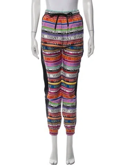 Pre-owned Versace Silk Skinny Leg Pants In Black