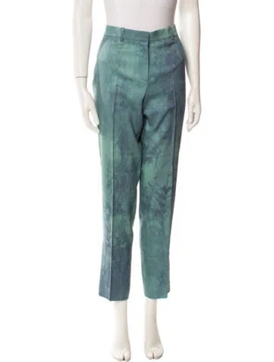 Pre-owned Versace Silk Skinny Leg Pants In Blue