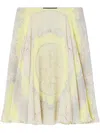 Versace Cameo Silk Flowy Skirt In Yellow