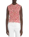 Versace Strawberry Garden Print Silk Knit Tank Top In White/red