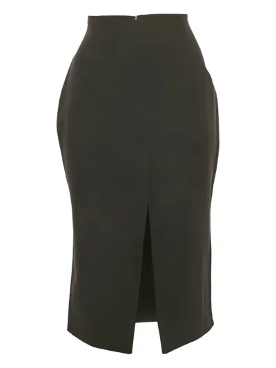 Pre-owned Versace Silk Slit Skirt In Black