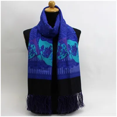 Pre-owned Versace Silk Stole () In Blue