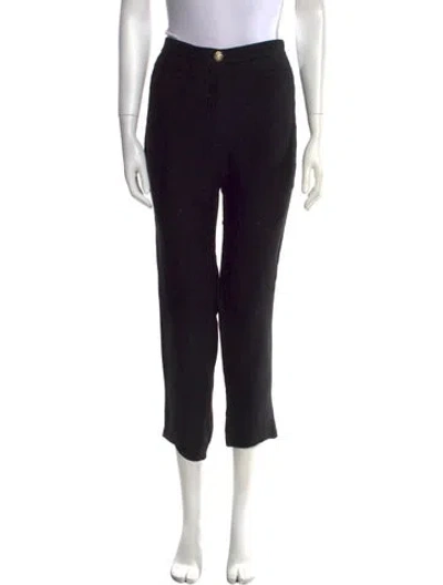 Pre-owned Versace Silk Straight Leg Pants In Black