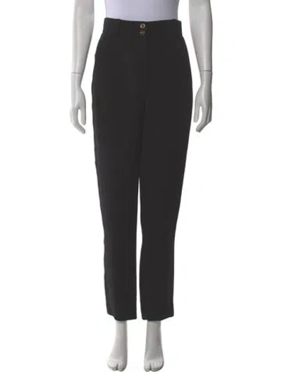 Pre-owned Versace Silk Straight Leg Pants In Black