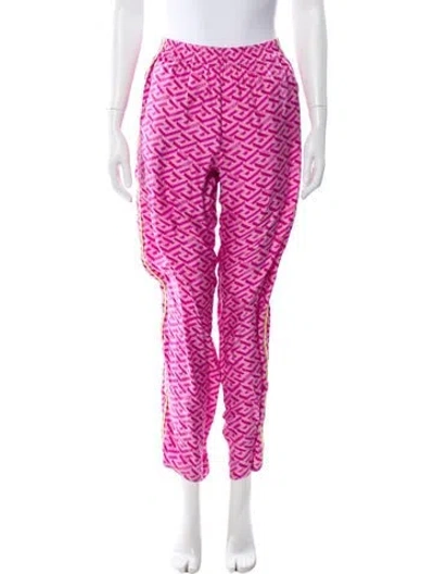 Pre-owned Versace Silk Straight Leg Pants In Pink