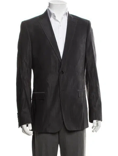 Pre-owned Versace Silk Striped Blazer In Blue