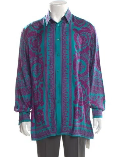 Pre-owned Versace Silk Striped Shirt In Multi