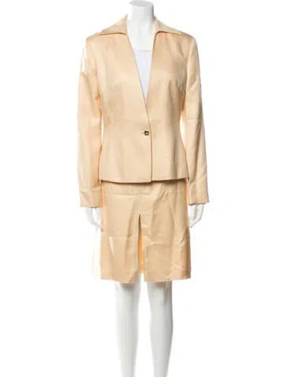 Pre-owned Versace Silk Striped Skirt Set In Neutral