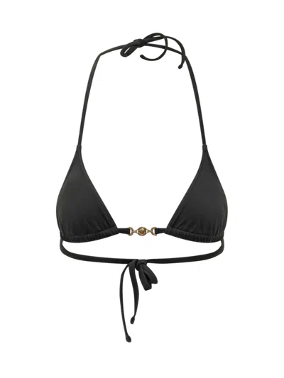 Versace Silk Swim Top In Animal Print
