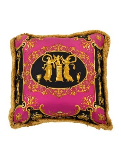 Pre-owned Versace Silk Throw Pillow In Black