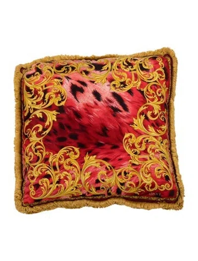 Pre-owned Versace Silk Throw Pillow In Red