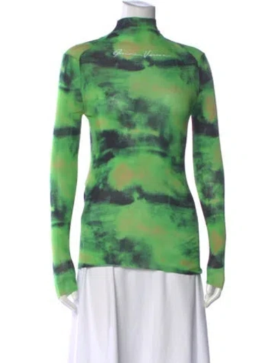 Pre-owned Versace Silk Tie-dye Print Top In Green