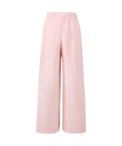 Versace Printed Silk-twill Wide-leg Pants In Pink