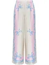 Versace Silk Twill Pajama-style Trousers With Medusa Cameo Print In Multicolor