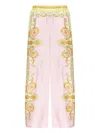 Versace Barocco Silk Trousers In Pink